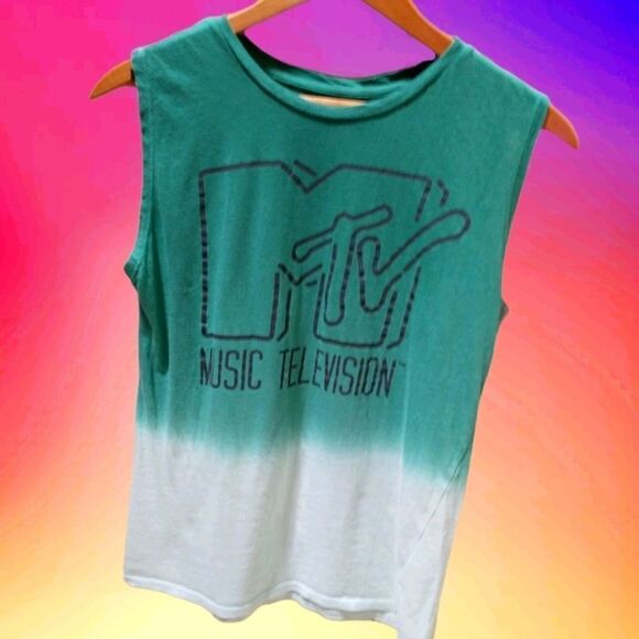 Mtv Logo Green Ombre Tank Top, S - Picture 1 of 4